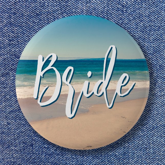 Ocean Blue Scenic Beach Photo Bride Button (Ocean Blue Scenic Beach Photo Bride Button)