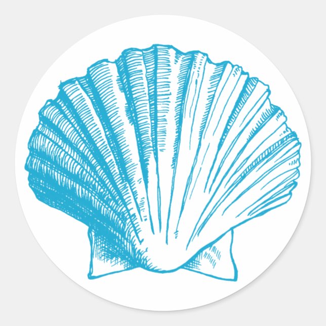 Ocean Blue Sea Shell Sticker (Front)
