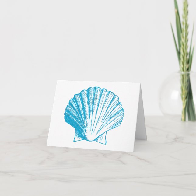 Ocean Blue Sea Shell Thank You Note Cards (Front)
