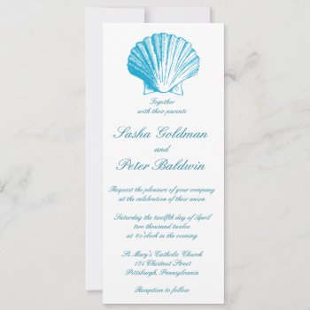 Ocean Blue Sea Shells Wedding Invitation by OddballAffairs at Zazzle