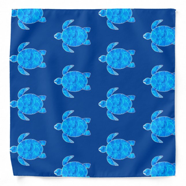 Ocean Blue Sea Turtle Pattern Bandana (Front)