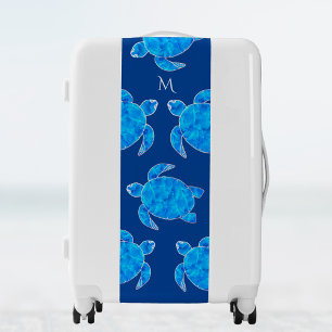 Ocean Blue Sea Turtles / Blue / Monogram Luggage