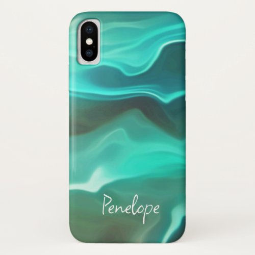 Ocean Blue Sea Waves Abstract with Your Name iPhone X Case