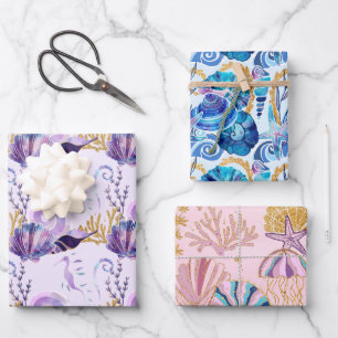 Ocean Blue sea Wrapping Paper Sheets