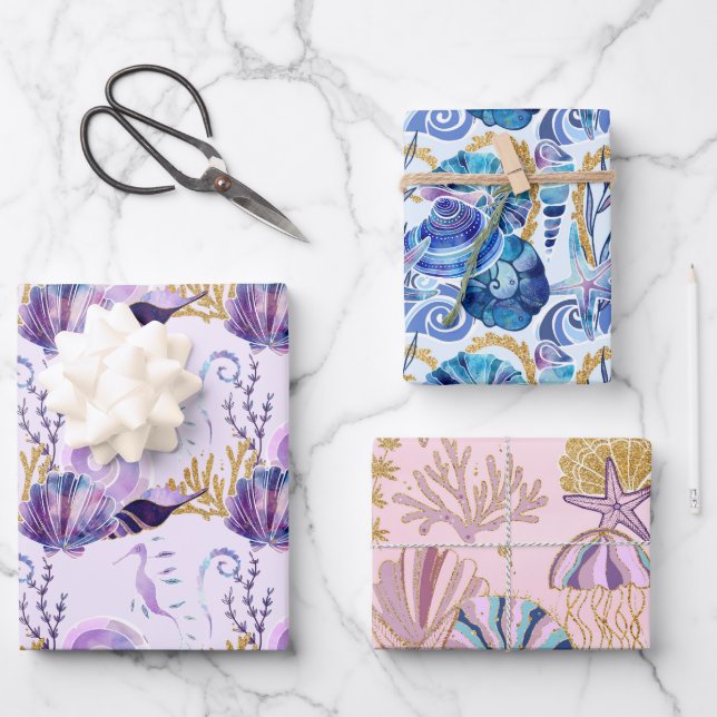 Ocean Blue sea  Wrapping Paper Sheets (Front)