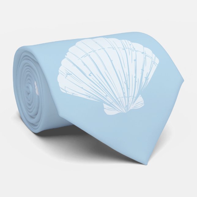 Ocean Blue Seashell Neck Tie (Rolled)