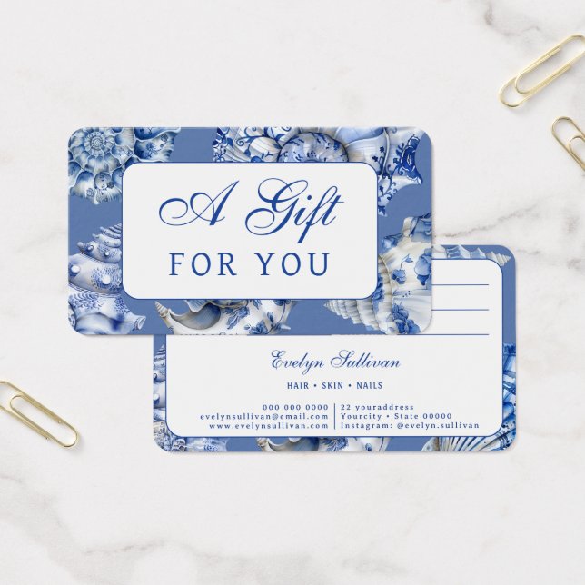 Ocean blue seashells gift card (Office)
