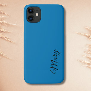 Ocean Blue Solid Color Minimalist Elegant Name iPhone 11 Case