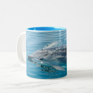 Ocean Blue Splash Dolphin Art Ceramic Mug