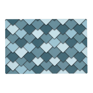 Ocean Blue Square and Diamond Pattern  Placemat