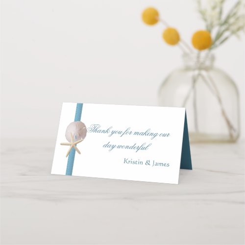 Ocean Blue Starfish and Sand Dollar Place Card