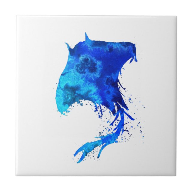 Ocean Blue Stingray Ceramic Tile (Front)