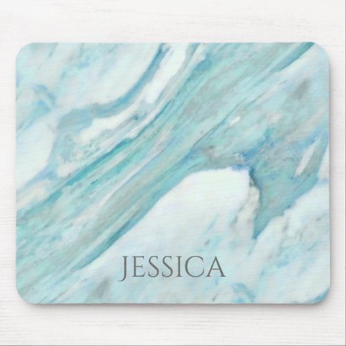 Ocean Blue Surf Abstract Marble Pattern Mouse Pad