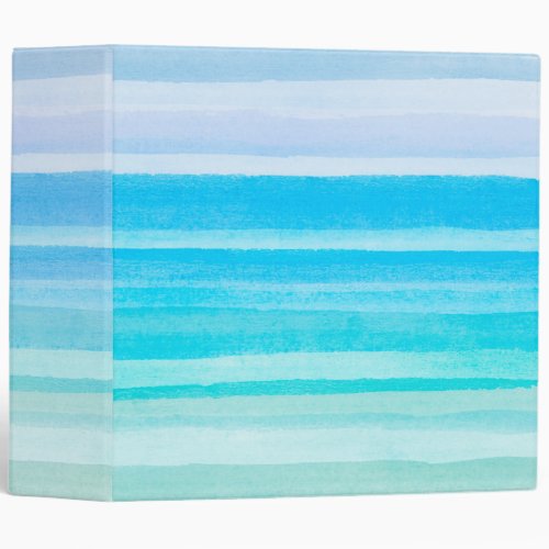Ocean Blue Teal Watercolor Ombre Stripe Binder