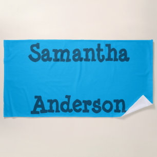 Ocean Blue Text Personalized Beach Towel