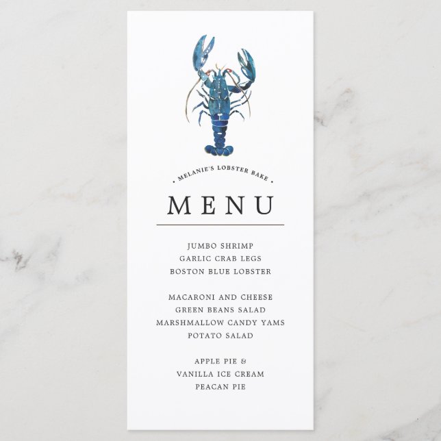 Ocean Blue Theme | Lobster Bake Menu (Front)