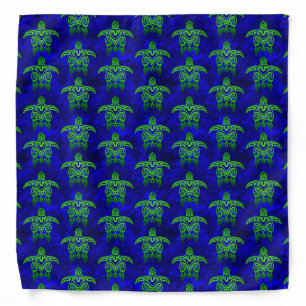 Ocean Blue Tribal Green Sea Turtles Bandana