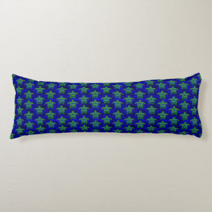 Ocean Blue Tribal Green Sea Turtles Body Pillow