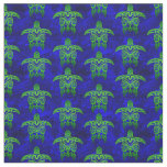 Ocean Blue Tribal Green Sea Turtles Fabric