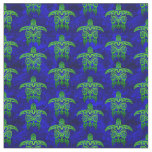 Ocean Blue Tribal Green Sea Turtles Fabric