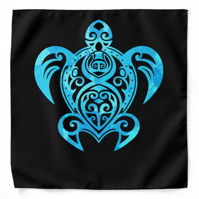 Ocean Blue Tribal Hawaiian Sea Turtle Bandana (Front)
