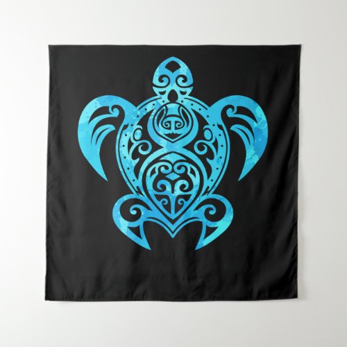 Ocean Blue Tribal Hawaiian Sea Turtle Tapestry