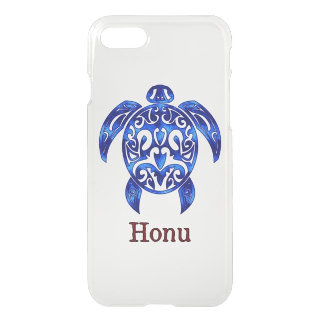 Ocean Blue Tribal Hawaiian Sea Turtle Uncommon iPhone Case (Back)