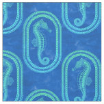 Ocean Blue Tribal Island Seahorse Fabric