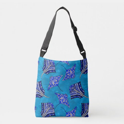 Ocean Blue Tribal Stingrays Crossbody Bag