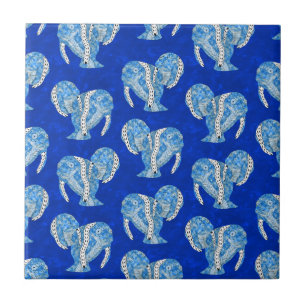Ocean Blue Tribal Tattoo Manatees Ceramic Tile