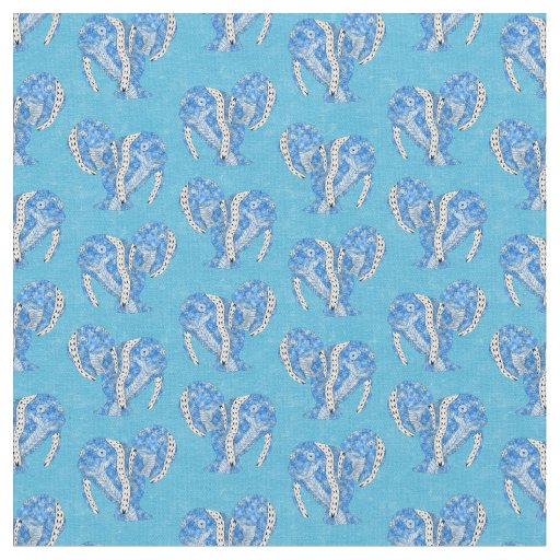 Ocean Blue Tribal Tattoo Manatees Fabric
