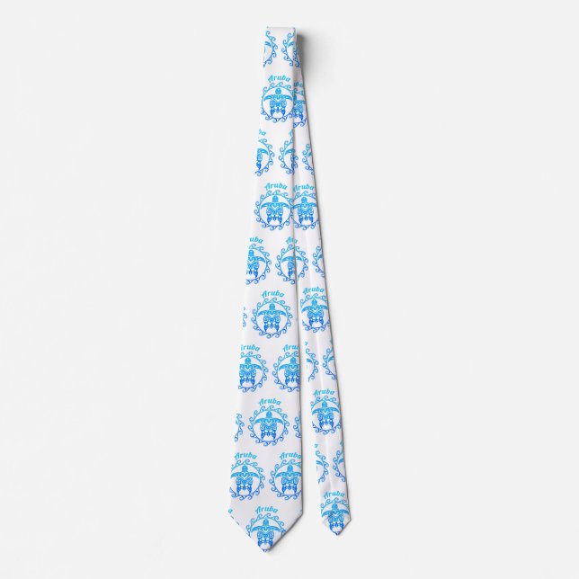 Ocean Blue Tribal Turtle Aruba Neck Tie (Front)