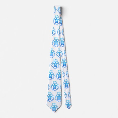 Ocean Blue Tribal Turtle Belize Neck Tie