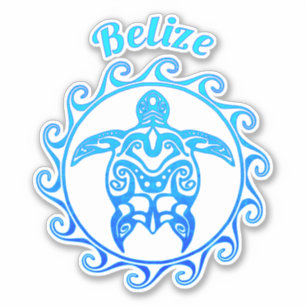 Ocean Blue Tribal Turtle Belize Sticker