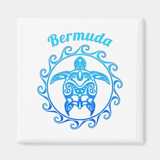 Ocean Blue Tribal Turtle Bermuda Magnet (Front)