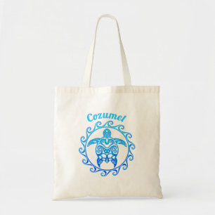 Ocean Blue Tribal Turtle Cozumel Tote Bag