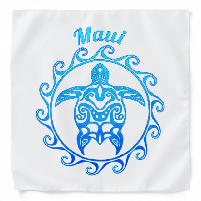 Ocean Blue Tribal Turtle Maui Bandana (Front)