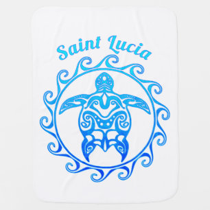 Ocean Blue Tribal Turtle Saint Lucia Baby Blanket