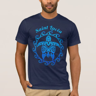Ocean Blue Tribal Turtle Saint Lucia T-Shirt