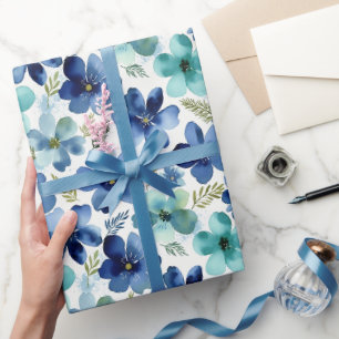 Ocean Blue Tulip Waves Wrapping Paper