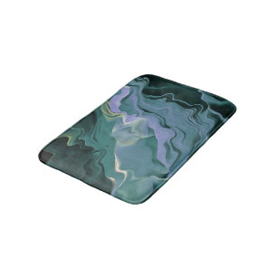 Ocean Blue Turbulence Acrylic Pour Abstract Art Bath Mat
