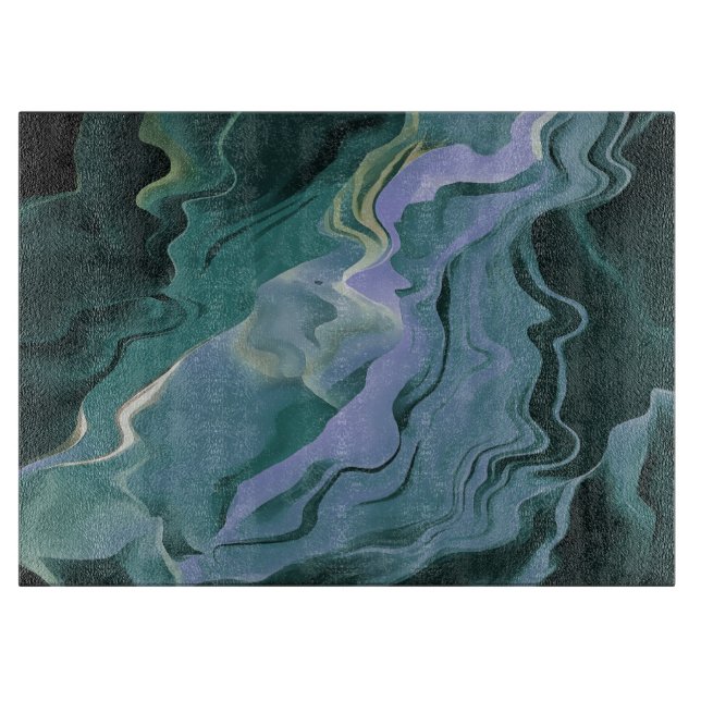 Ocean Blue Turbulence Acrylic Pour Abstract Art Cutting Board (Front)