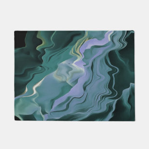 Ocean Blue Turbulence Acrylic Pour Abstract Art Doormat
