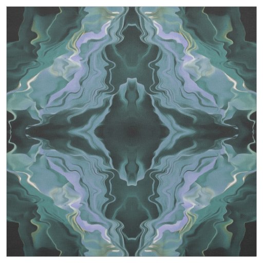 Ocean Blue Turbulence Acrylic Pour Abstract Art Fabric