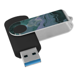 Ocean Blue Turbulence Acrylic Pour Abstract Art Flash Drive