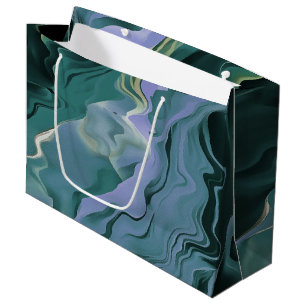 Ocean Blue Turbulence Acrylic Pour Abstract Art Large Gift Bag