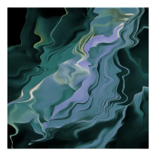 Ocean Blue Turbulence Acrylic Pour Abstract Art Poster