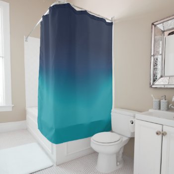 Ocean Blue Turquoise Ombre Elegant Gradient Shower Curtain by tattooWears at Zazzle