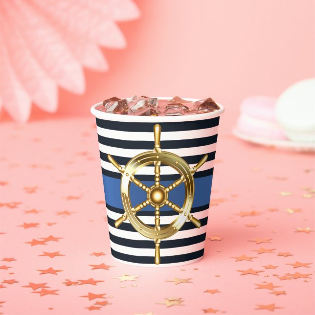 Ocean Blue Under the Sea Kawaii Whale Baby Shower Paper Cups (Insitu)