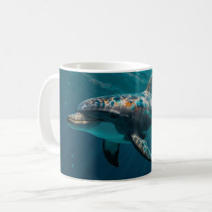 Ocean Blue Underwater Dolphin Portrait Coffee Mug